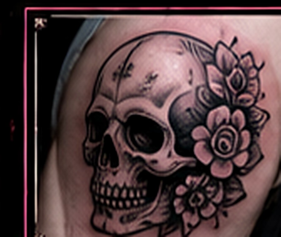 Black and Grey Skull als Tattoo-Motiv